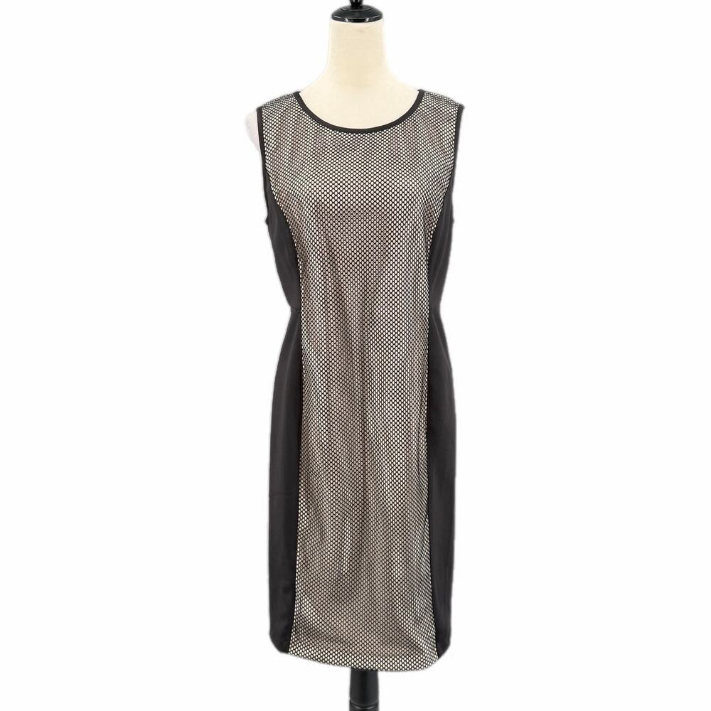 Karl Lagerfeld Paris NEW Black White Mesh Sleeveless Knee Length Sheath Dress